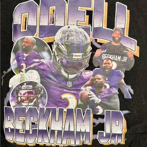 Odell Beckham Jr Graphic Tee Youth Large Ravens NFL Back Print Shirt - Picture 2 of 3